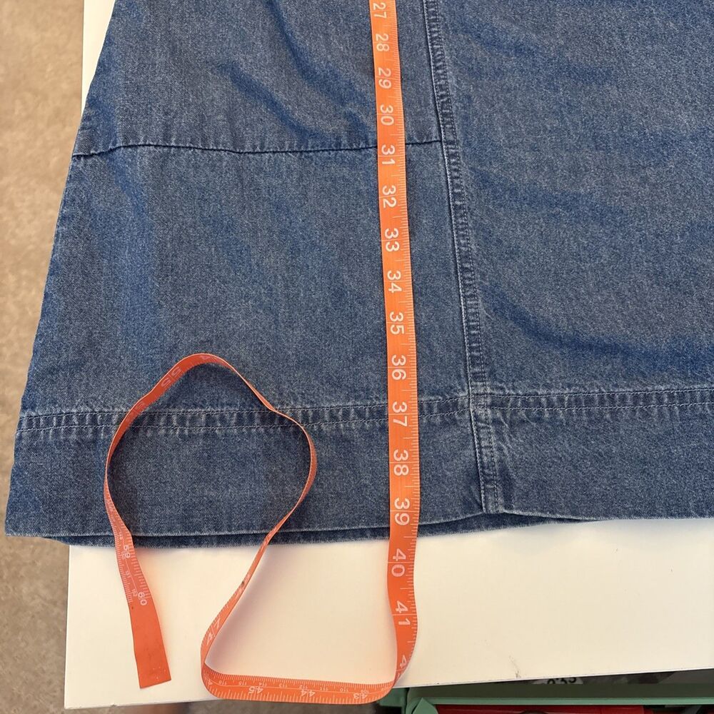 Vermont Country Store Women 100% Cotton Denim Dress XL Pockets Minimalist - Picture 7 of 7